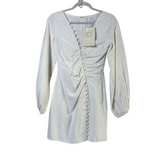 Sabo Minna Button Dress Size XS White Mini Long Balloon Sleeves Cotton NWT